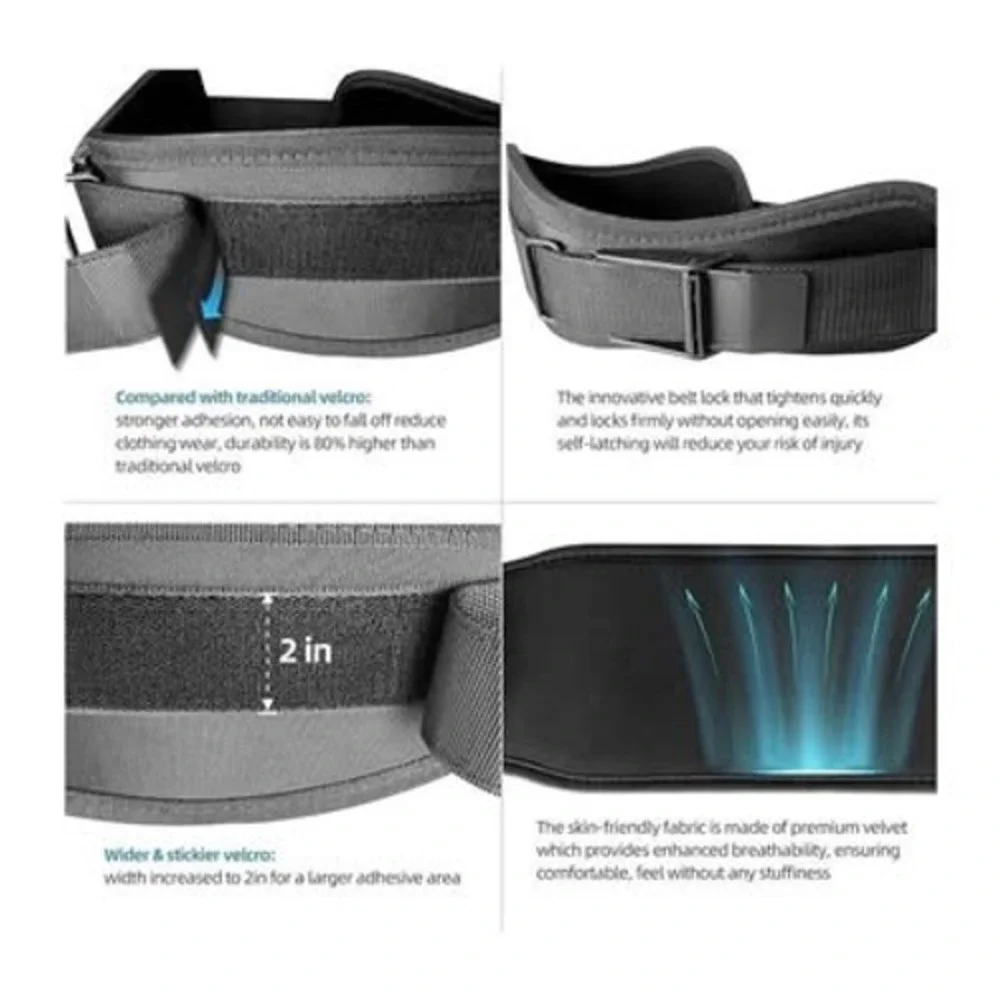 COOSOFT Weight Lifting Belt Medium Black Gym Workout‎ Support Adjustable Strap